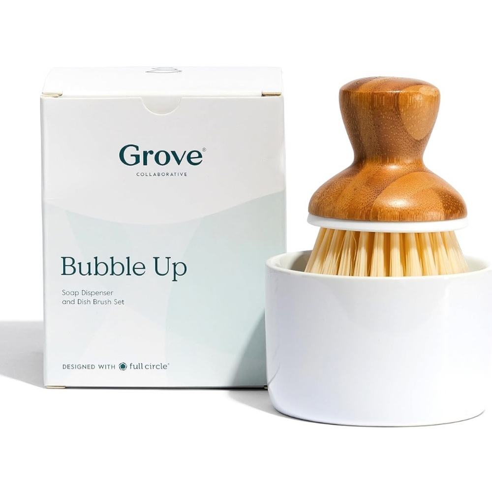 Grove collaborative Bubble Up Soap dispenser and dish brush set, New